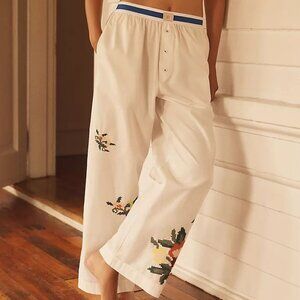 NEW LyreBird Women The Wren Floral Pattern Embroidered Boxer Pants